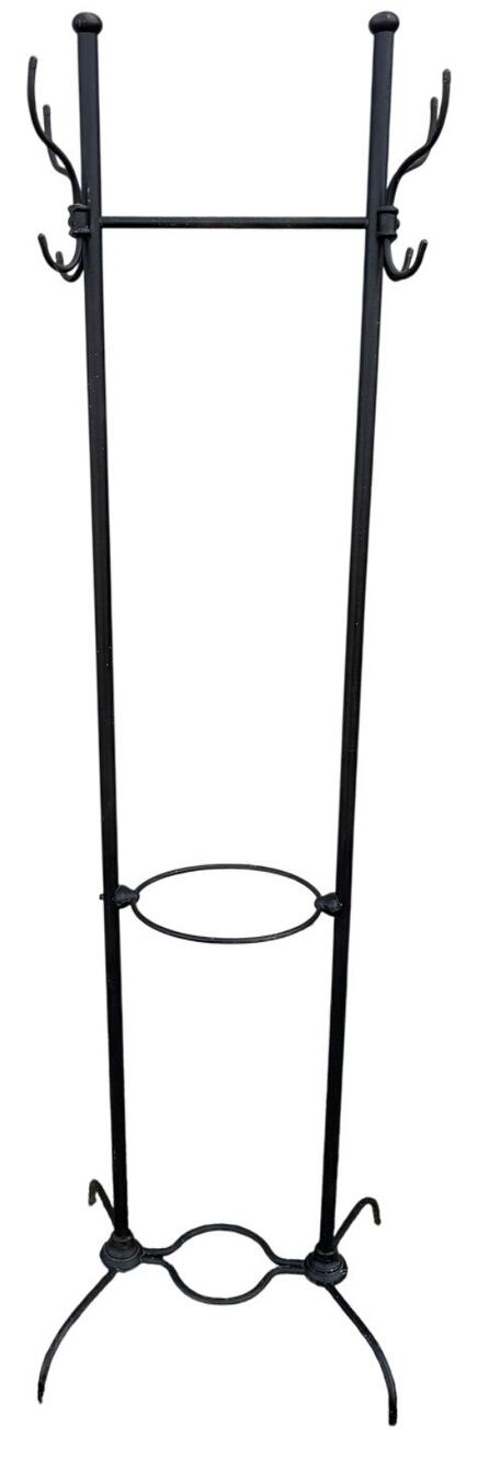 🪞 1920s Antique Japanned Copper Coat Rack Stand Hall Tree Black Metal Victorian